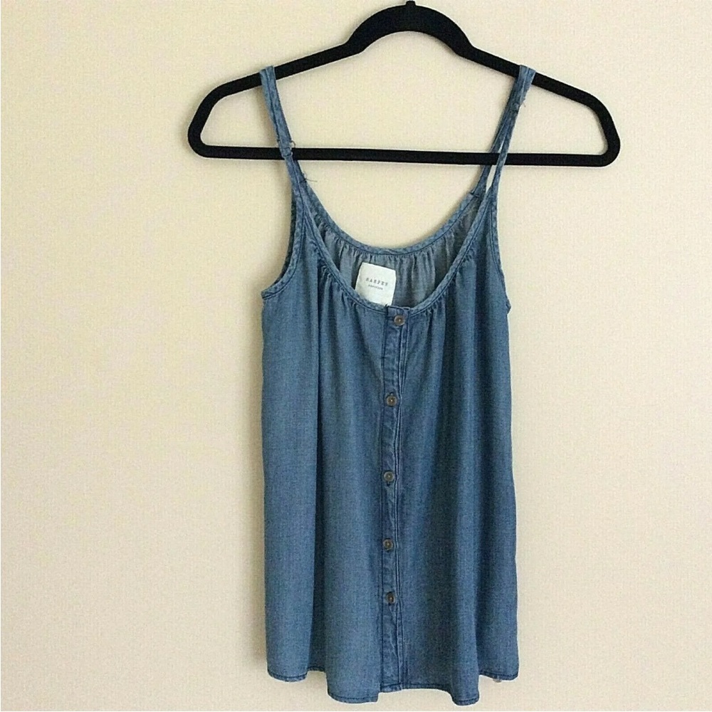 Harper Heritage Boho Soft Denim Loose Fitting Button Front Tank XXS